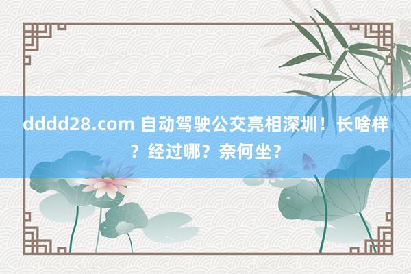 dddd28.com 自动驾驶公交亮相深圳！长啥样？经过哪？奈何坐？