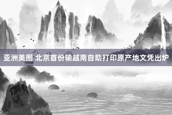 亚洲美图 北京首份输越南自助打印原产地文凭出炉