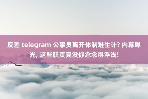 反差 telegram 公事员离开体制难生计? 内幕曝光， 这些职责真没你念念得浮浅!