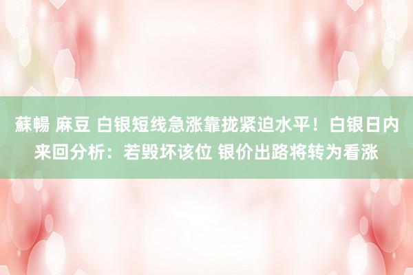 蘇暢 麻豆 白银短线急涨靠拢紧迫水平！白银日内来回分析：若毁坏该位 银价出路将转为看涨