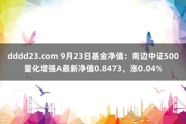 dddd23.com 9月23日基金净值：南边中证500量化增强A最新净值0.8473，涨0.04%