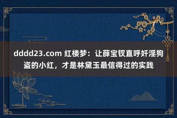 dddd23.com 红楼梦：让薛宝钗直呼奸淫狗盗的小红，才是林黛玉最信得过的实践