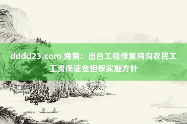 dddd23.com 海南：出台工程修复鸿沟农民工工资保证金担保实施方针