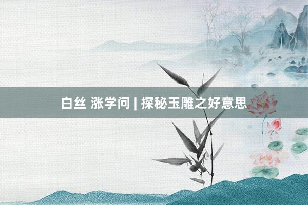 白丝 涨学问 | 探秘玉雕之好意思