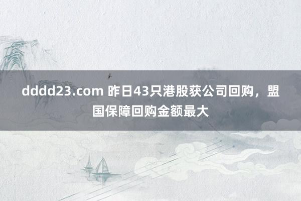 dddd23.com 昨日43只港股获公司回购，盟国保障回购金额最大