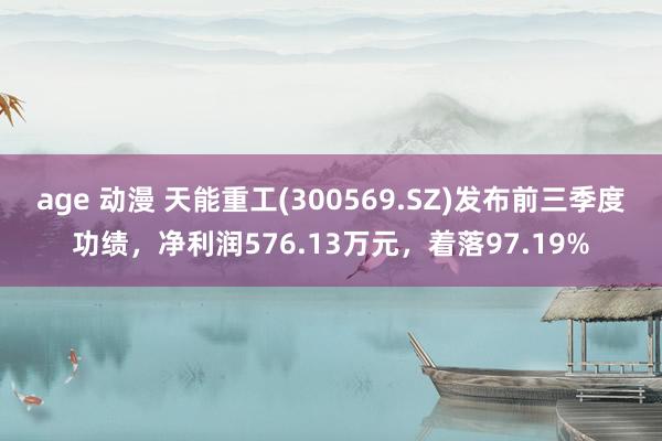 age 动漫 天能重工(300569.SZ)发布前三季度功绩，净利润576.13万元，着落97.19%