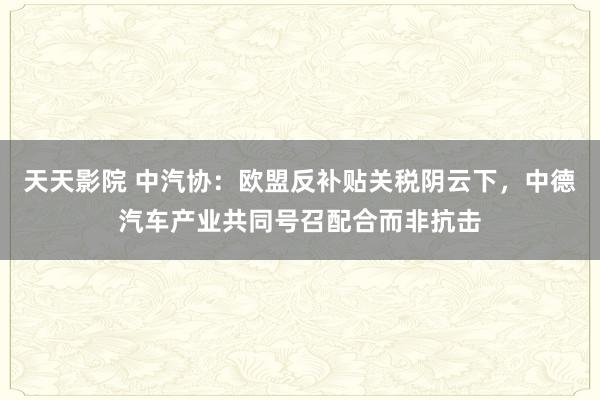 天天影院 中汽协：欧盟反补贴关税阴云下，中德汽车产业共同号召配合而非抗击