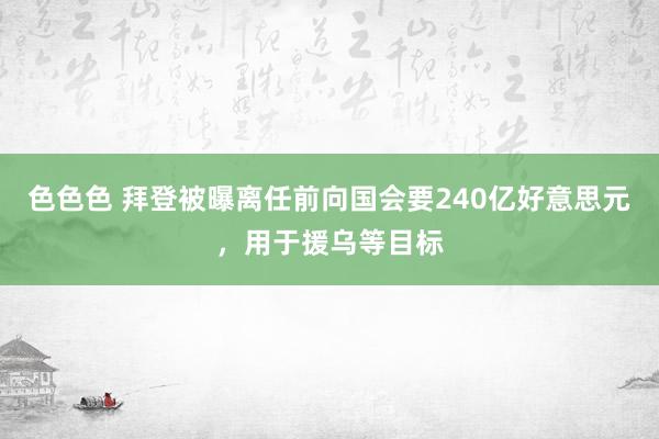 色色色 拜登被曝离任前向国会要240亿好意思元，用于援乌等目标