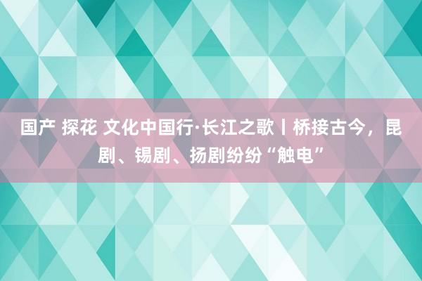 国产 探花 文化中国行·长江之歌丨桥接古今，昆剧、锡剧、扬剧纷纷“触电”