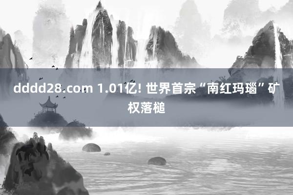 dddd28.com 1.01亿! 世界首宗“南红玛瑙”矿权落槌