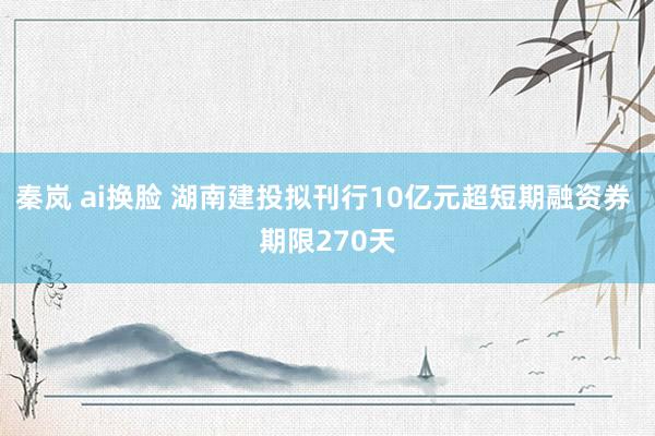 秦岚 ai换脸 湖南建投拟刊行10亿元超短期融资券 期限270天