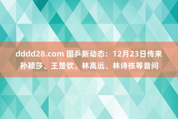 dddd28.com 国乒新动态：12月23日传来孙颖莎、王楚钦、林高远、林诗栋等音问