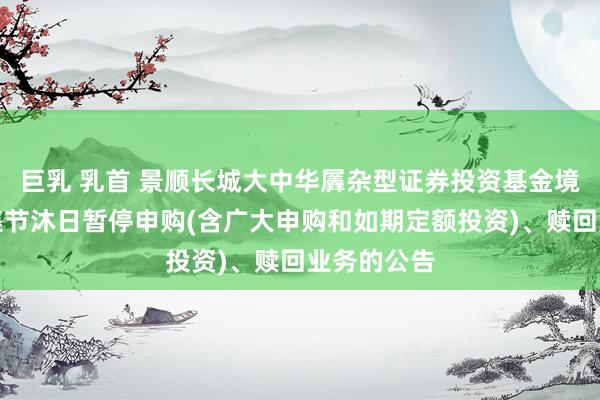 巨乳 乳首 景顺长城大中华羼杂型证券投资基金境外主要市集节沐日暂停申购(含广大申购和如期定额投资)、赎回业务的公告