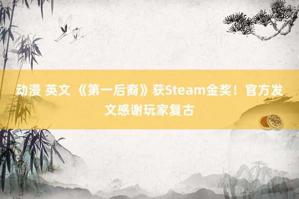 动漫 英文 《第一后裔》获Steam金奖！官方发文感谢玩家复古