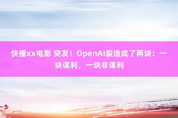 快播xx电影 突发！OpenAI裂造成了两块：一块谋利，一块非谋利