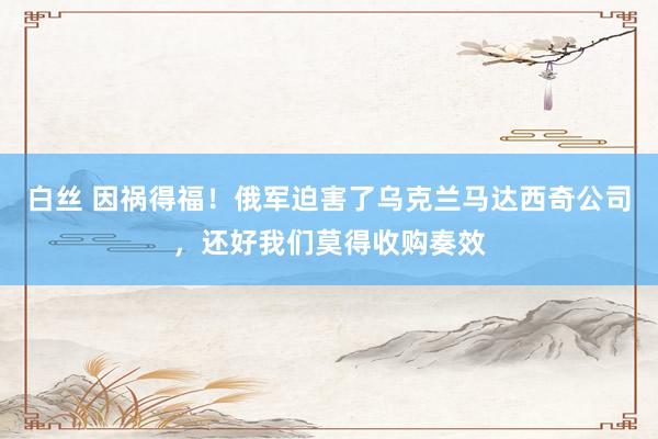 白丝 因祸得福！俄军迫害了乌克兰马达西奇公司，还好我们莫得收购奏效