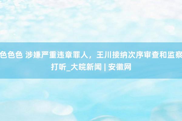 色色色 涉嫌严重违章罪人，王川接纳次序审查和监察打听_大皖新闻 | 安徽网