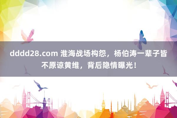 dddd28.com 淮海战场构怨，杨伯涛一辈子皆不原谅黄维，背后隐情曝光！