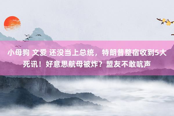 小母狗 文爱 还没当上总统，特朗普整宿收到5大死讯！好意思航母被炸？盟友不敢吭声