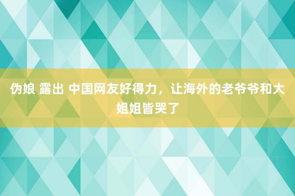 伪娘 露出 中国网友好得力，让海外的老爷爷和大姐姐皆哭了