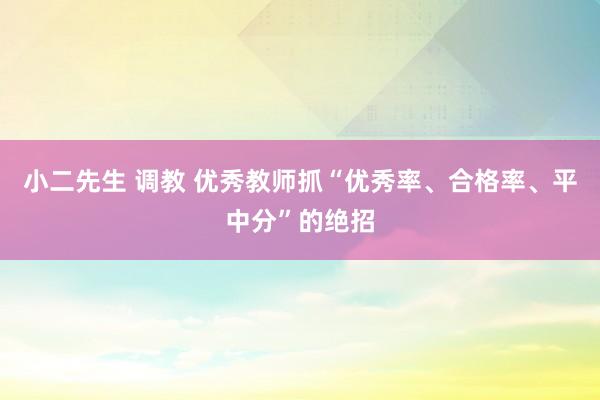 小二先生 调教 优秀教师抓“优秀率、合格率、平中分”的绝招